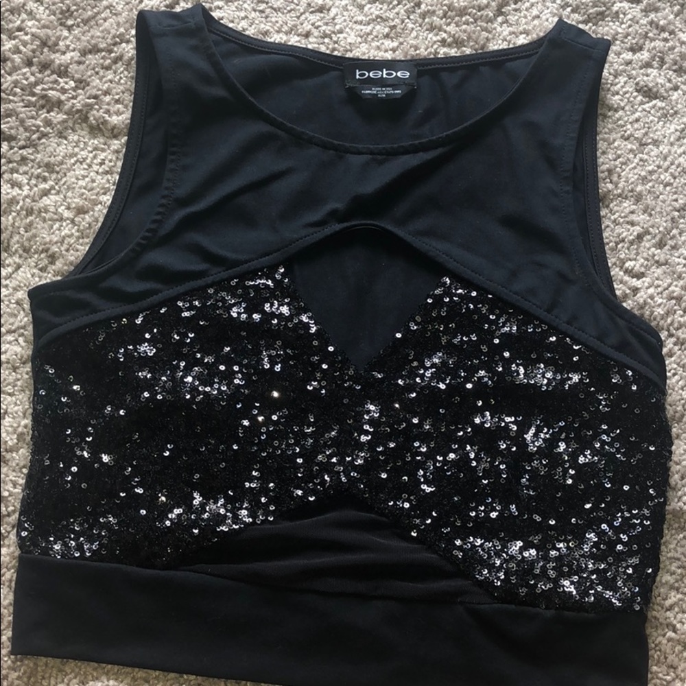 Black sequin crop top